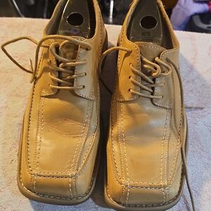 Men's Classic Lace-Up Square-Toe Leather Shoes - Tan